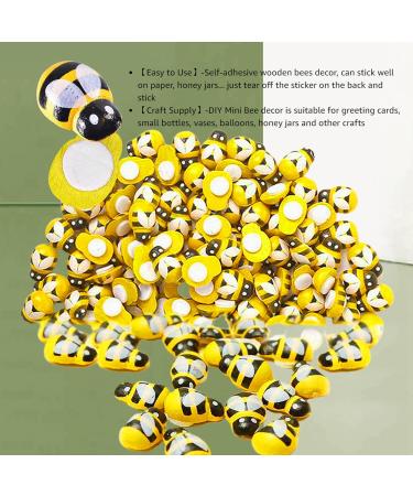 Lxnoap Mini Wooden Bees - 100 Pack Adhesive Embellishments for DIY Crafts and Scrapbooking - Buy Online on SooperMarket.com