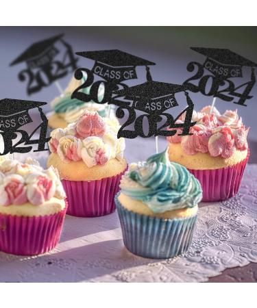 24Pcs 2024 Graduation Cupcake Toppers - Graduation Cake Decorations Class of 2024 Congrats Grad 2024 Cap Cupcake Picks for 2024 Graduation Party Supplies Black - Buy Online on SooperMarket.com
