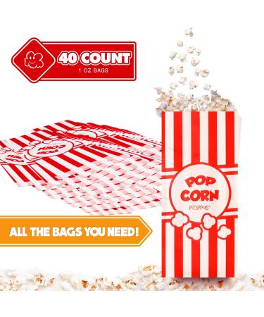 Grehge corn Bags - 40 Pcs 1oz Concession-Grade Bags Popcorn Machine Accessories for Popcorn Bars Movie Nights Concessions - Buy Online on SooperMarket.com