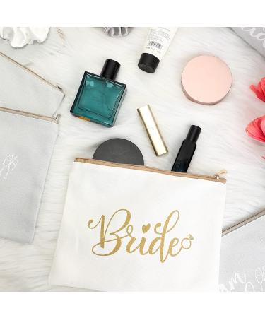 Bride Gift Set - 24 Pieces Bachelorette Proposal, Makeup Bags, Hair Scrunchies, Satin Hair Ties, Wedding Cards - Silver & Gold Theme - Buy Online on SooperMarket.com