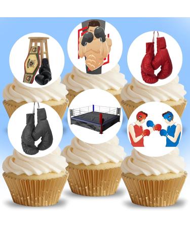 24 x Pre-Cut Boxing 3 Edible Stand up Wafer Paper Cupcake Toppers Cake Decorations Birthday Party Sport Martial Art - Buy Online on SooperMarket.com