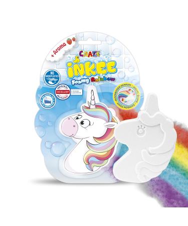 Inkee Foamy Rainbow |Rainbow bath bomb children bathing with strawberry fragrance bathing ball in clouds or unicorn shape 150g 1x foamy rainbow