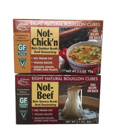 Not-Beef + Not-Chick'n Edward & Sons Bouillon Cubes, Variety Set 1 of Each
