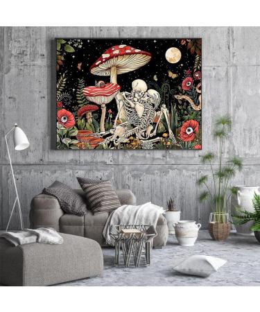 Mushroom Skeleton Trippy Flower Plant Cross Stitch Kit - Hippie Nature Moon Star Design - 12x16 inch - Buy Online on SooperMarket.com