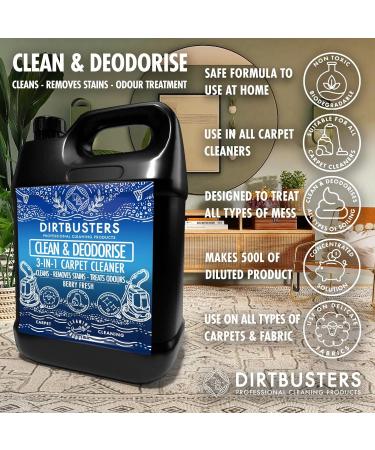 Dirtbusters Carpet Cleaner Shampoo Solution Clean & Deodorise 3-in-1 Cleaning Stain Remove & Odour Treatment Berry Fresh (1L) - Buy Online on SooperMarket.com