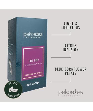 PekoeTea Edinburgh Earl Grey Blue Flower Tea - Citrus Earl Grey Luxury Blend | Chinese Black Tea with Bergamot Oil - Loose Leaf or Teabags 50g - Buy Online on SooperMarket.com