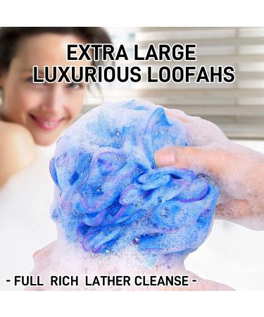 4 Pack XL Soft Nylon Loofah Bath Sponge for Exfoliating Shower Scrubber - Men and Women Beauty Bathing Accessory Set - Buy Online on SooperMarket.com
