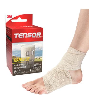 Tensor Elastic Bandage Wrap 3-Inch Beige with Clips 3 in