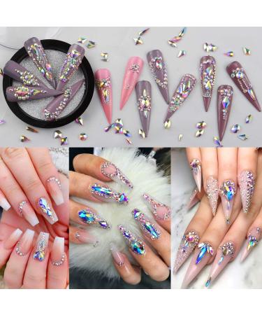 Warmfits AB Crystal Rhinestones Set - 1840pcs Nail Art Gems for DIY Crafts & Jewelry - Iridescent Clear Multi-Shape Rhinestones for Nails, Phones, Clothes & More - Buy Online on SooperMarket.com