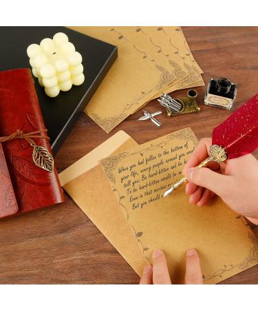 Victse Vintage Calligraphy Pencils & Retro Seal Dip Pen Set - 8 Replacement Tips & 5 Red Envelopes for Perfect Writing - Buy Online on SooperMarket.com
