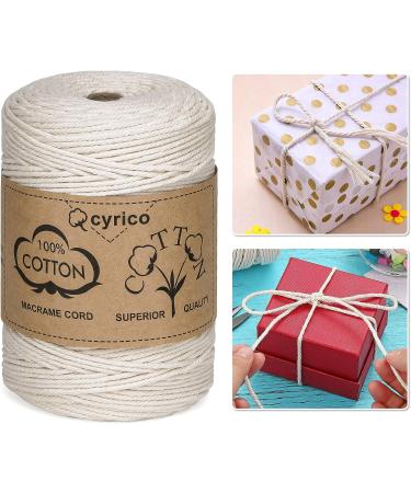 3mm x 300 Yards Natural Cotton Macrame Cord - Twisted Rope for Wall Hanging, Plant Hangers, Gift Wrapping - Wedding Decor Supplies - 300yd (Natural) - Buy Online on SooperMarket.com