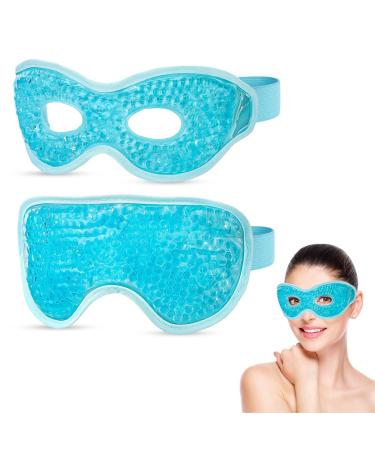 Heyu-Lotus 2Pcs Cooling Eye Masks Reusable Hot Cold Eye Mask Gel Bead Eye Mask Hot Cold Therapy Eye Mask Relief for Puffy Eyes Dark Circles Dry Eyes(Blue)