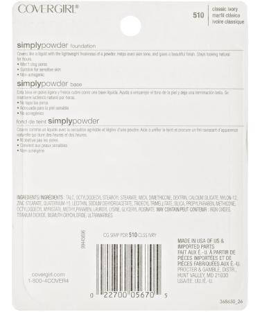 CoverGirl Clean Powder Foundation Classic Ivory 510 - Pack of 2, 0.41oz Compact - Buy Online on SooperMarket.com