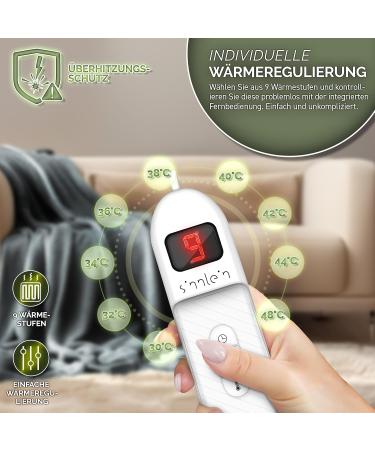Sinnlein Heating Ceiling - T V S d GS Checked 160x120cm Electrical Thermal Blanket with Timer 9 Heat Levels Washable Digital Display - Cuddly Light Gray Cover - Buy Online on SooperMarket.com