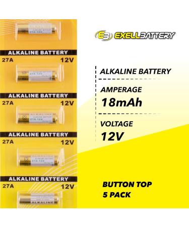 Buy Exell EB-27A Alkaline Battery - 12V 18mAh for Key Fobs Alarms & Garage Openers (5-Pack) | International Shipping Available - Buy Online on SooperMarket.com