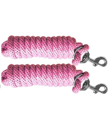Majestic Ally Pack of 2 Solid Poly Lead Rope for Horses & Livestock 10 Foot Long and 5/8 inch Thick - Replaceable Heavy-Duty Bolt Snap Handmade Soft Broken in Feel (Pink) Pink 10 feet long - Buy Online on SooperMarket.com