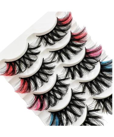 3D Mixed Colored 25MM Mink Lashes Pack - Pink Blue Red Eyelashes - Buy Online on SooperMarket.com