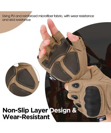 Mossy Oak Fingerless Tactical Gloves with Hard Knuckle - Tan, Large - Buy Online on SooperMarket.com