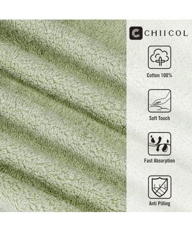 Ultra Soft Cotton Face Towels Washcloths Bulk - 12 Pack for Men or Women | Absorbent Bath Towels Set for Hotel, Spa, Kitchen | Multi-Purpose Wash Rags in Sage Color - Buy Online on SooperMarket.com