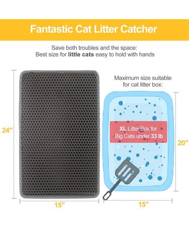 LeToo Cat Litter Mat - Large Waterproof Double Layer Anti-Tracking Kitty Mat - No-Toxic & Washable - Grey 24 x 15 - Buy Online on SooperMarket.com