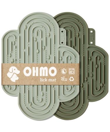 Ohmo lick mat dog leak mat for puppies cat - 2 PCs Cute Cactus design for pet fear relief and slowly feed food quality silicone (cactus & light green) m cactus & light green