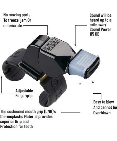 Fox 40 Classic Official Finger Grip Whistle - Black | Coach & Referee Whistle - Buy Online on SooperMarket.com