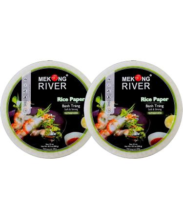 Lyan Mekong River Banh Trang Vietnamese Rice Paper Round 22cm - 300g - Pack of 2 | Gluten-Free | Vegan | Halal | 100% Natural Rice Paper - Buy Online on SooperMarket.com