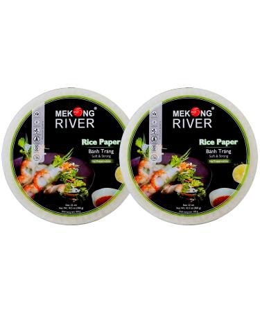 Lyan Mekong River Banh Trang Vietnamese Rice Paper Round 22cm - 300g - Pack of 2 | Gluten-Free | Vegan | Halal | 100% Natural Rice Paper