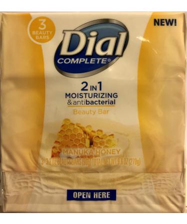 Dial Complete Manuka Honey Beauty Bar Soap - 2-in-1 Moisturizing & Antibacterial - 3 Count 3.2oz Bars - Pack of 6 (2 Packages) Honey Soap - Buy Online on SooperMarket.com
