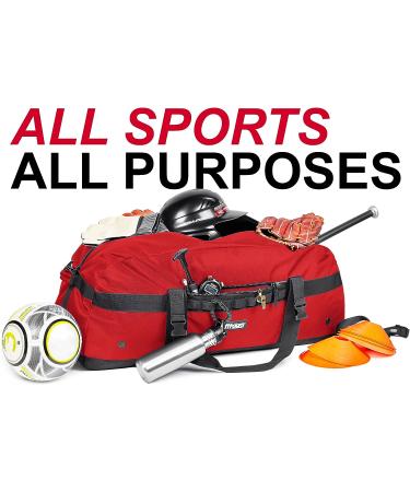 Fitdom 130L Heavy Duty Extra Large Sports Duffle Bag - Red | Adjustable Shoulder & Compression Straps | Ideal for Soccer, Baseball, Basketball, Hockey, Football & Team Coaches - Buy Online on SooperMarket.com