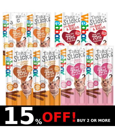 Pulla Variety Cat Sticks Cat Tasty Salmon & Trout Chicken & Liver Turkey & Lamb Beef and Rabbit - Sticks 24 Sticks (4pack) - Buy Online on SooperMarket.com