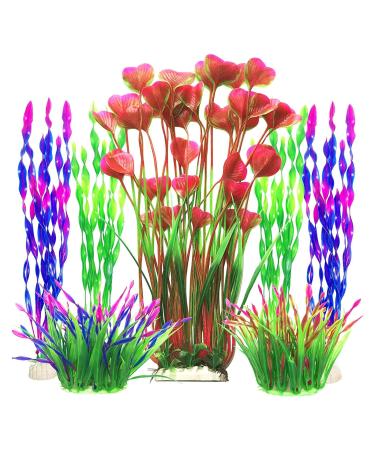 QIODAZOO Plastic Plants for Aquariums 7 PCS Artificial Aquarium Plants Aquarium Aquatic Plants for Fish Tank Ornament Decoration