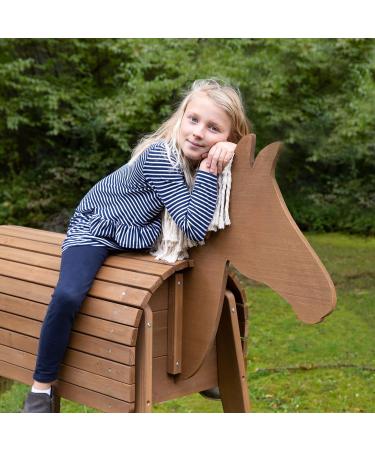 Roba Wooden Garden Horse - Vaulting Horse with Mane & Tail for Gymnastics & Riding - Solid Teak Construction - Buy Online on SooperMarket.com
