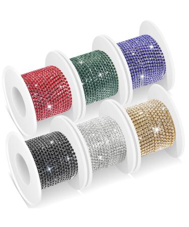 33 Yards 2 mm Multicolored Rhinestone Chain Trim Bling Crystal Close Trimming Claw Chain Diamond Rhinestone Trim for DIY Craft Sewing Decoration  6 Colors (Bright Color)