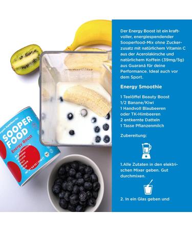 Sooper Food Energy Boost 250g Powder | Bio Vegan Superfood Addon for Sustainable Energy | Essential Vitamins & Minerals | Coffee Alternative with Maca & Cacao - Buy Online on SooperMarket.com