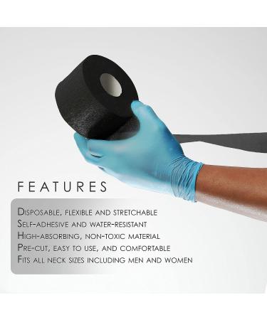 Disposable Level 3 Neck Paper Strips for Barbers - Self-Adhering, Flexible, Pre-Cut - 5 Rolls (100 Each) Black - Hair Stylist Supplies - Buy Online on SooperMarket.com