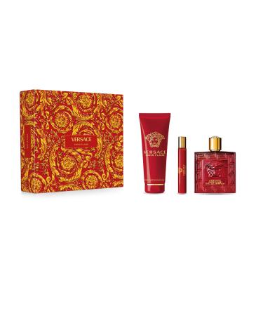 Versace Eros Flame Casem 3-pcs Gift box for Men (Eau de Parfum Spray 3.3 fl oz + Shower gel 5 fl oz + Eau de Parfum Spray 0.33 fl oz)