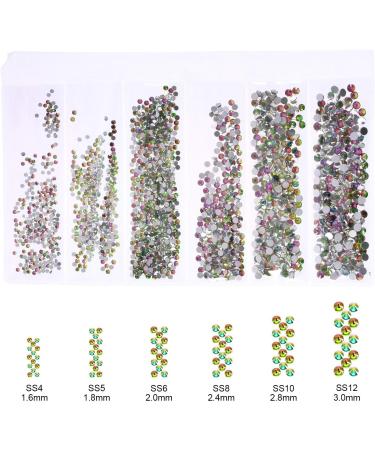 Quesuc 1728 Pieces Flatback Round Rhinestones Glass Gems with 6 Mixed Sizes (1.6-3 mm) for Nail Art Phone Decorations and DIY Crafts (Aurora Boreale Color) - Buy Online on SooperMarket.com
