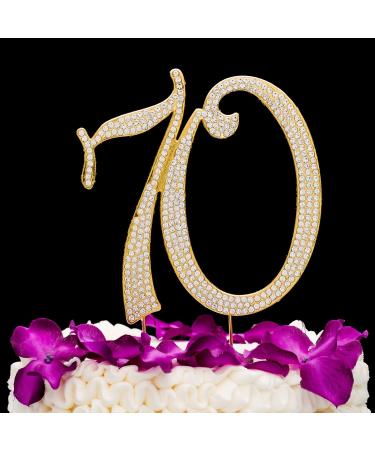 70 Cake Topper for 70th Birthday or Anniversary Gold Crystal Rhinestone Decoration (Gold) - Buy Online on SooperMarket.com