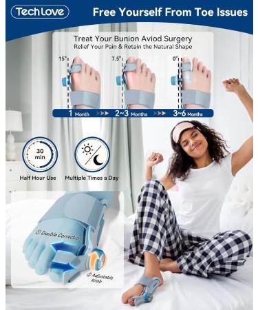 Tech Love Bunion Correctors for Women & Men Adjustable Knob Double Correction Toe Separator for Big Toe Relief Bunion Splints Hammer Toe Straightener with Silicone Pad Comfortable Effective (1PC) Blue - Buy Online on SooperMarket.com