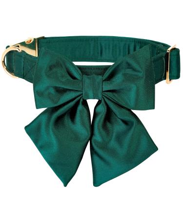 Lionet paws dog collar fly - comfortable silk dog collar with removable fly for large dogs neck 40-60cm l collision & fly (1 Pack) green