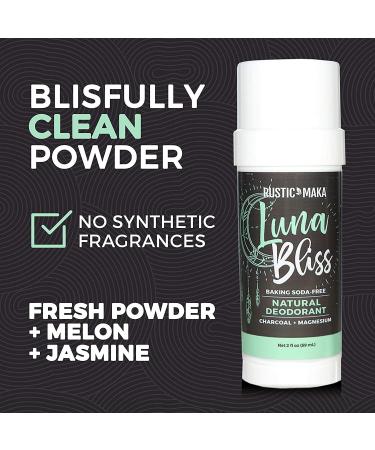 Rustic MAKA Luna Bliss Natural Deodorant 3-Pack - Aluminum Free, Paraben Free, Vegan - Activated Charcoal & Magnesium Formula for Women - Buy Online on SooperMarket.com