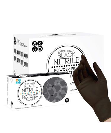 ASAP Black Nitrile Powder Free Examination Gloves, Disposable, 4 mil, Black Large (Pack of 100)