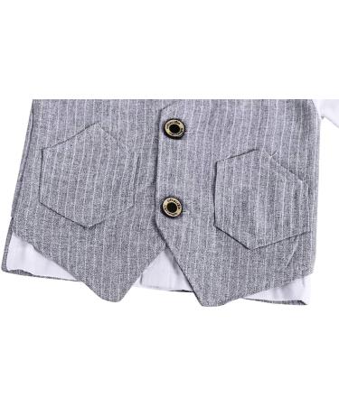 AmzBarley Baby Boys Gentleman Suit | Long/Short Sleeve Shirt Pants Vest Bowtie Tuxedo Romper | Grey | 1-2 Years - Buy Online on SooperMarket.com