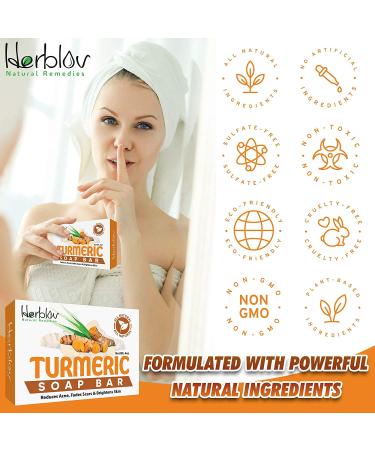 Herblov Turmeric Soap Bar for Face & Body - Natural Turmeric Skin Soap for Dark Spots, Intimate Areas, & Acne - 4oz Bar Soap for All Skin Types - Buy Online on SooperMarket.com