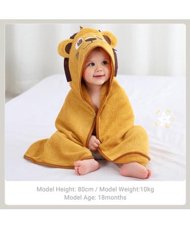 Bamboo Hooded Baby Bath Towel | Toddler Wearable Blanket | Lion Animal Bathrobe 75x75cm - Buy Online on SooperMarket.com