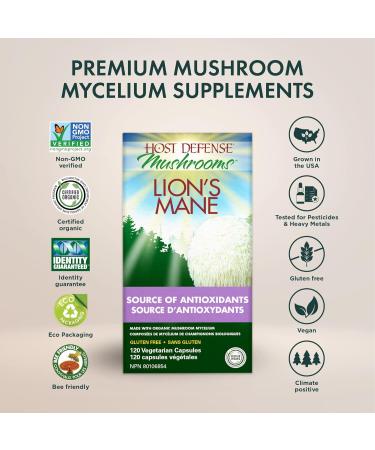 Host Defense Lions Mane Mushroom Supplement 120 Mushroom Capsules for Brain Health | 1000mg Lion's Mane Powder per Serving |Mushroom Supplements for Brain & Nervous System Support | Mushroom Powder Extract Pills Host Defense Mushrooms| Lion's Mane Pills - Buy Online on SooperMarket.com