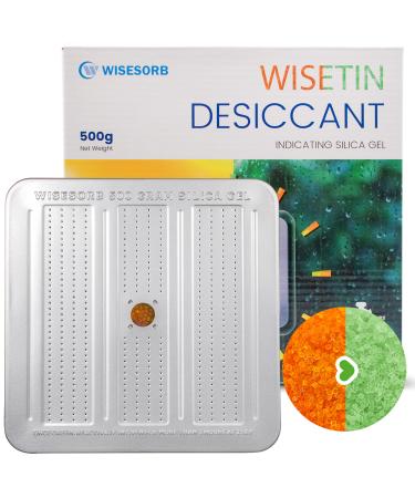 Wisesorb 1 Pack 500 Gram Desiccant Canister Indicating & Rechargeable Gun Safe Dehumidifier Portable Desiccant Canister Silica Gel Moisture Absorber for Storage