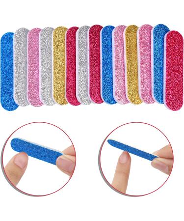 JSRQT 100 Mini Nail Files Glitter Nail File Set Nail Files for Natural Nails Double Sided Emery Board Nail Filer Professional Mini Nail Files Bulk for Acrylic Fake Nails Manicure Tool (5 Colors) - Buy Online on SooperMarket.com
