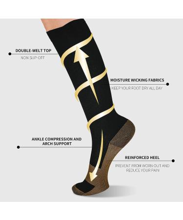 Sainberth 4 Pairs Copper Compression Socks 15-20mmHg for Men and Women - Black Athletic Support Stockings 8-14 - Buy Online on SooperMarket.com